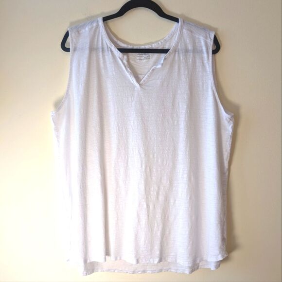 Eddie Bauer Women's Gate Check Sleeveless Split Neck Tunic White 2XL - Picture 3 of 6